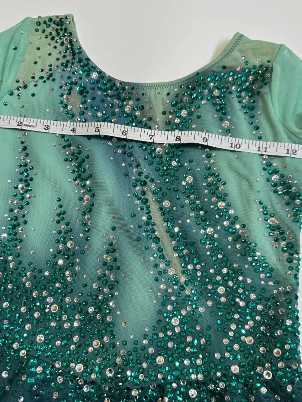 New Green Crystal Figure Skating Dress Approx. Girls 8–10